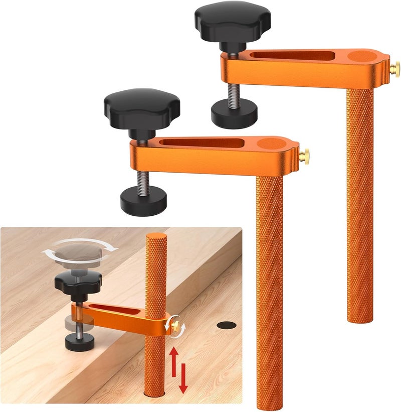 Sebupar مشبك بنش دوغ، مشبك ثقب دوغ 3/4" (19 مم)، ارتفاع قابل للتعديل، مشبك ألومنيوم مستقر لأدوات النجارة - عبوة من 2 - Image 1